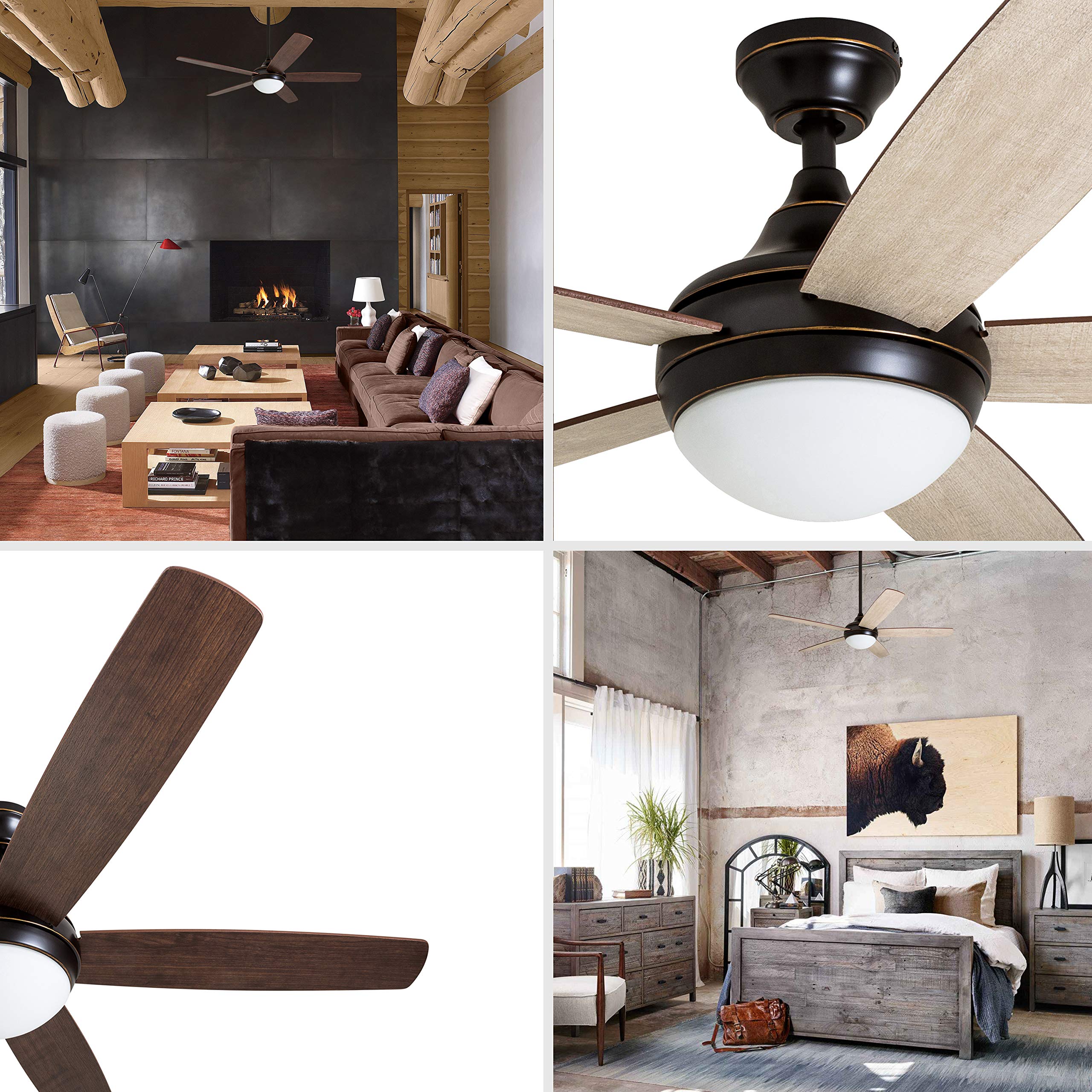 Prominence Home 80093-01 Ashby Ceiling Fan with Remote Control and Dimmable Integrated LED Light Frosted Fixture, 52