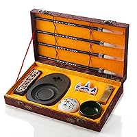 Chinese Calligraphy Set - Sumi Supplies for Japanese Calligraphy Set - Calligraphy Brush - Calligraphy Writing for Beginners - Great Gift Idea, Red