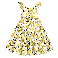 Toddler Girls Summer Dresses Floral Ruffle Sleeve Sundress Casual Sleeveless A-Line Playwear Dress 2-8 Years Old