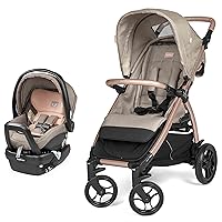 Booklet 50 Travel System - Includes Booklet 50 Baby Stroller and The Primo Viaggio 4-35 Infant Car Seat - Made in Italy - Mon Amour (Beige & Pink)