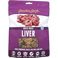 Grandma Lucy’s Singles Pet Treat, Freeze-Dried Single Ingredient Treats for Dogs and Cats - Liver, 2.5 oz