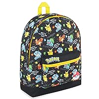 Pokemon Backpack Kids School Bag Boys Girls Teens Pikachu Eevee Pokeball (Black Aop)