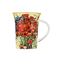 12 Oz Vincent Van Gogh Lovely Mug Cup Vase with Poppy Motif, 350 ml Art Gallery Tea Coffee Mug in Gift Box