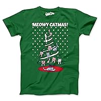 Mens Meowy Christmas Funny Cat Dad Ugly Sweater T Shirt Adult Humor Sarcastic