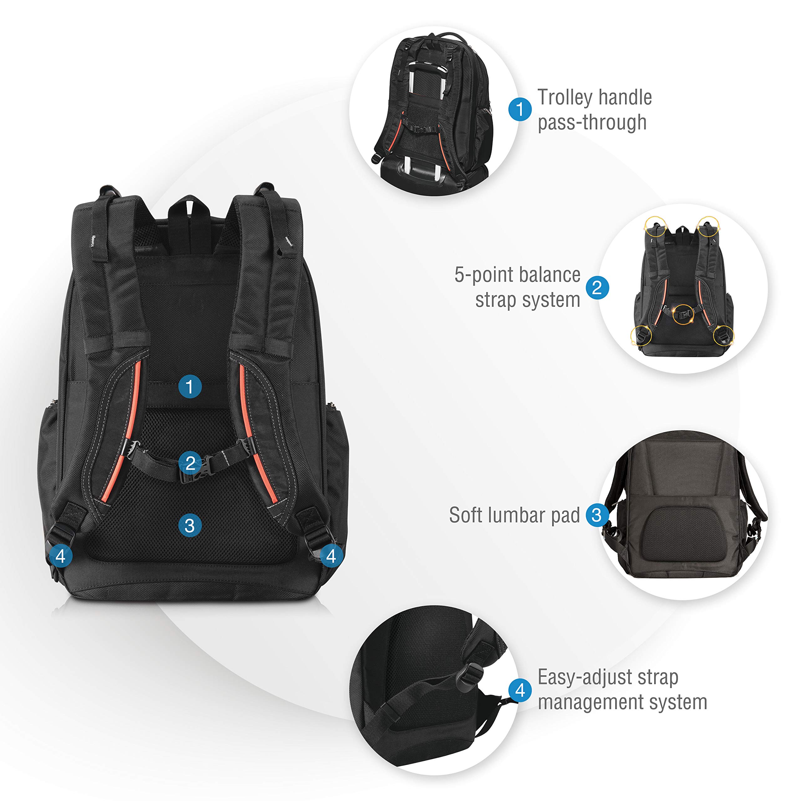EVERKI Atlas Business Laptop Backpack, 13-Inch to 17.3-Inch Adjustable Compartment, Men or Women, Travel Friendly (EKP121), Black