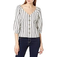 Sugar Lips Women's Blake Striped Button Down Blouse