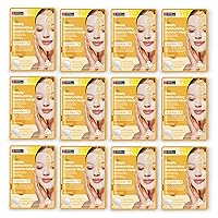 Original Derma Beauty Collagen Face Masks Skincare 12 PK Deep Moisturizing Jojoba Oil Face Mask Skin Care Sheet Masks Set for Beauty & Personal Care Korean Face Mask