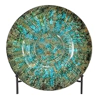 Deco 79 Glass Geometric Mosaic Inspired Charger with Stand, 18