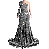 Prom Dress One Shoulder Sequin Mermaid Formal Evening Party Dress