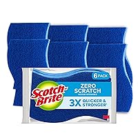 Scotch-Brite Zero Scratch Scrub Sponges, 6 Kitchen Sponges for Washing Dishes and Cleaning the Kitchen and Bath, Non-Scratch Sponge Safe for Non-Stick Cookware