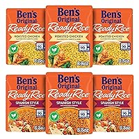 BEN'S ORIGINAL Ready Rice Roasted Chicken and Spanish Style Flavored Rice Variety Pack, Easy Dinner Sides, 8.8 OZ Pouch (Pack of 6)