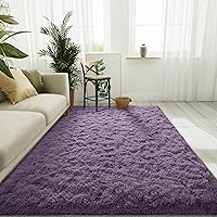 LOCHAS Ultra Soft Indoor Modern Area Rugs Fluffy Living Room Carpets for Children Bedroom Home Decor Nursery Rug 5x8 Feet, Grey Purple