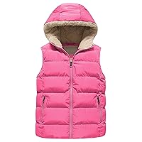 Pursky Girl's and Boy's Hooded Warm Puffer Vest Outerwear Soft Flannel Lined Insulation Waistcoat