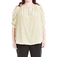 Max Studio Women's Plus Size Ruched Short Sleeve Top