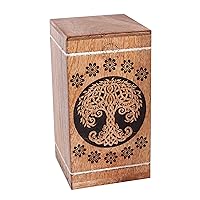 Handcrafted Celtic Tree of Life Wooden Urns for Human Ashes Adult Large - Floral Cremation Urn for Ashes - Burial Urn for Columbarium - Funeral Urn Box (250 LB - Hardwood, Design-1)