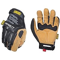 Mechanix Wear: Material4X M-Pact Synthetic Leather Work Gloves, Safety Gloves with Impact Protection and Vibration Absorption, Abrasion Resistance, Work Gloves for Men (Brown, Medium)