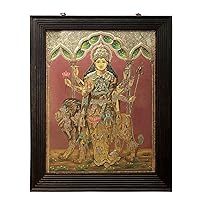 Exotic India Maa Shakti Encompassing the Entire Universe Tanjore Painting | Traditional Colors With 24K Gold | Te