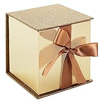 Hallmark Small Gift Box with Bow and Shredded Paper Fill (Gold Signature 4 inch Gift Box with Glitter) for Weddings, Graduations, Bridal Showers, Anniversaries, All Occasion