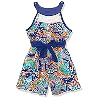 Youngland girls Printed Chiffon Crochet Mesh RomperCasual Dresses