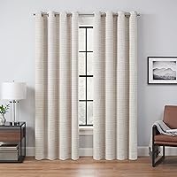 Eclipse Branson Magnitech 100% Blackout Curtain, Grommet Window Curtain Panel, Seamless Magnetic Closure for Bedroom, Living Room or Nursery, 84 in long x 50 in wide, (1 Panel), Ivory
