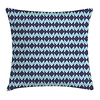 Ambesonne Navy Throw Pillow Cushion Cover, A Diamond Shaped Blurry Ikat Pattern of Chevron Effects Graphic Design of an Image Art, Decorative Square Accent Pillow Case, 18