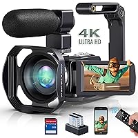 Video Camera Camcorder 4K Ultra 48MP 18X Digital Zoom Camcorder WiFi IR Night Vision Vlogging Camera for YouTube 3.0inch HD Touch Screen Camera with Mic, Stabilizer and Remote Control