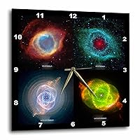 3dRose DPP_76795_3 Galaxy and Nebula-Nebulae Helix and Cats Eye Collage-Wall Clock, 15 by 15-Inch