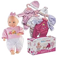 Prextex Baby Doll w/ 12-pc Clothing Set | Baby Dolls Suitcase Set | Baby Doll with Clothes, Accessories | Baby Toy, Soft Baby Doll | Small Baby Doll | Toddler, Girl & Boy | Holiday, Birthday Gift