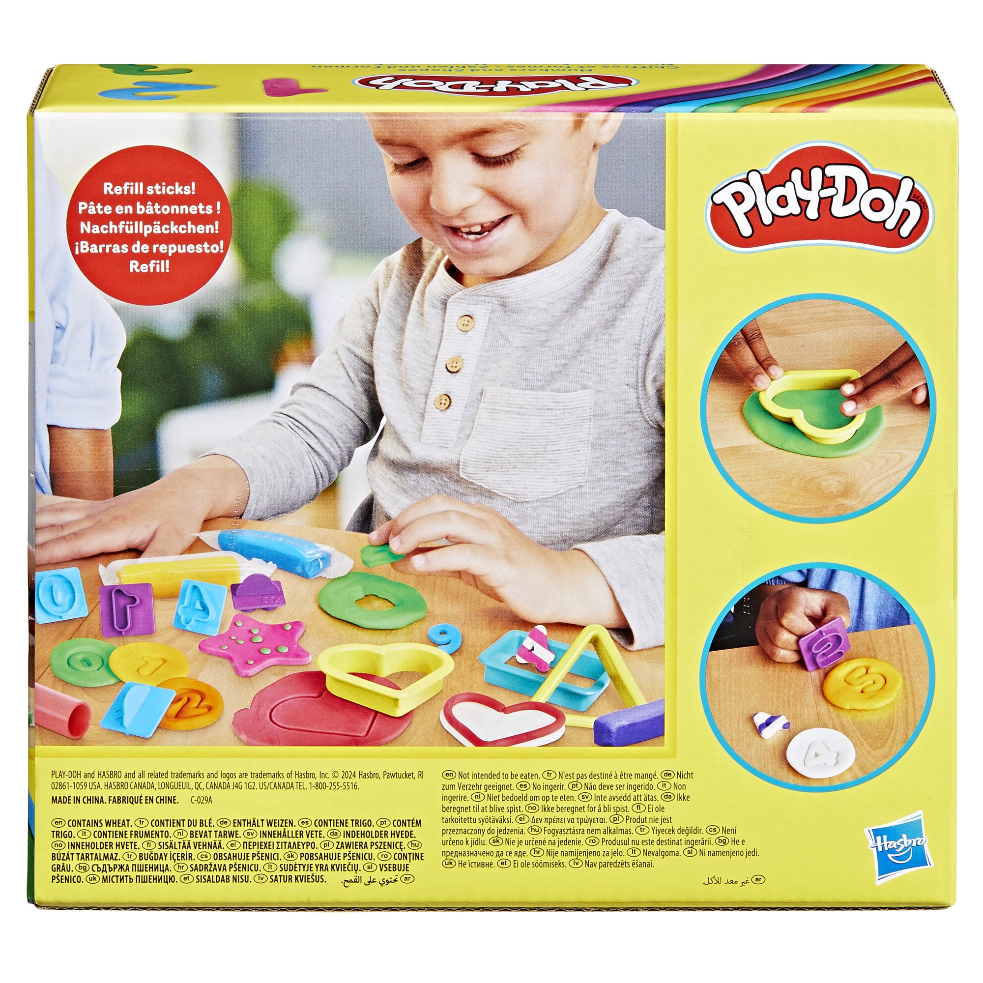 Play-Doh Numbers and Shapes Playset with 17 Tools and 20 Compound Sticks, Kids Arts and Crafts Toys for 3 Year Old Girls and Boys and Up