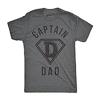 Mens Captain Dad Funny T Shirt Hilarious Hero Gift Idea for Fathers Tee