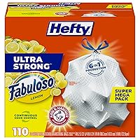 Hefty Ultra Strong Tall Kitchen Trash Bags, Fabuloso Lemon Scent, 13 Gallon, 110 Count