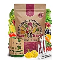 55 Vegetable Seeds Variety Pack - 35,600+ Non-GMO Heirloom Seeds for Planting Vegetables and Fruits in Individual Seed Packets, Home Survival Garden Seeds for Hydroponic, Indoor and Outdoors Gardening
