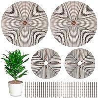 4 Pcs Plant Pot Grid Soil Protector Covers Cuttable Flower Cover from Animals 20.5 Inch 11.8 Inch Cat Digging Stopper Baby Safety Plant Pot Cover with Stakes for Indoor Outdoor Gardening (Brown)