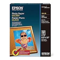 Epson S041649 Glossy Photo Paper, 52 lbs., Glossy, 8-1/2 x 11 (Pack of 50 Sheets)