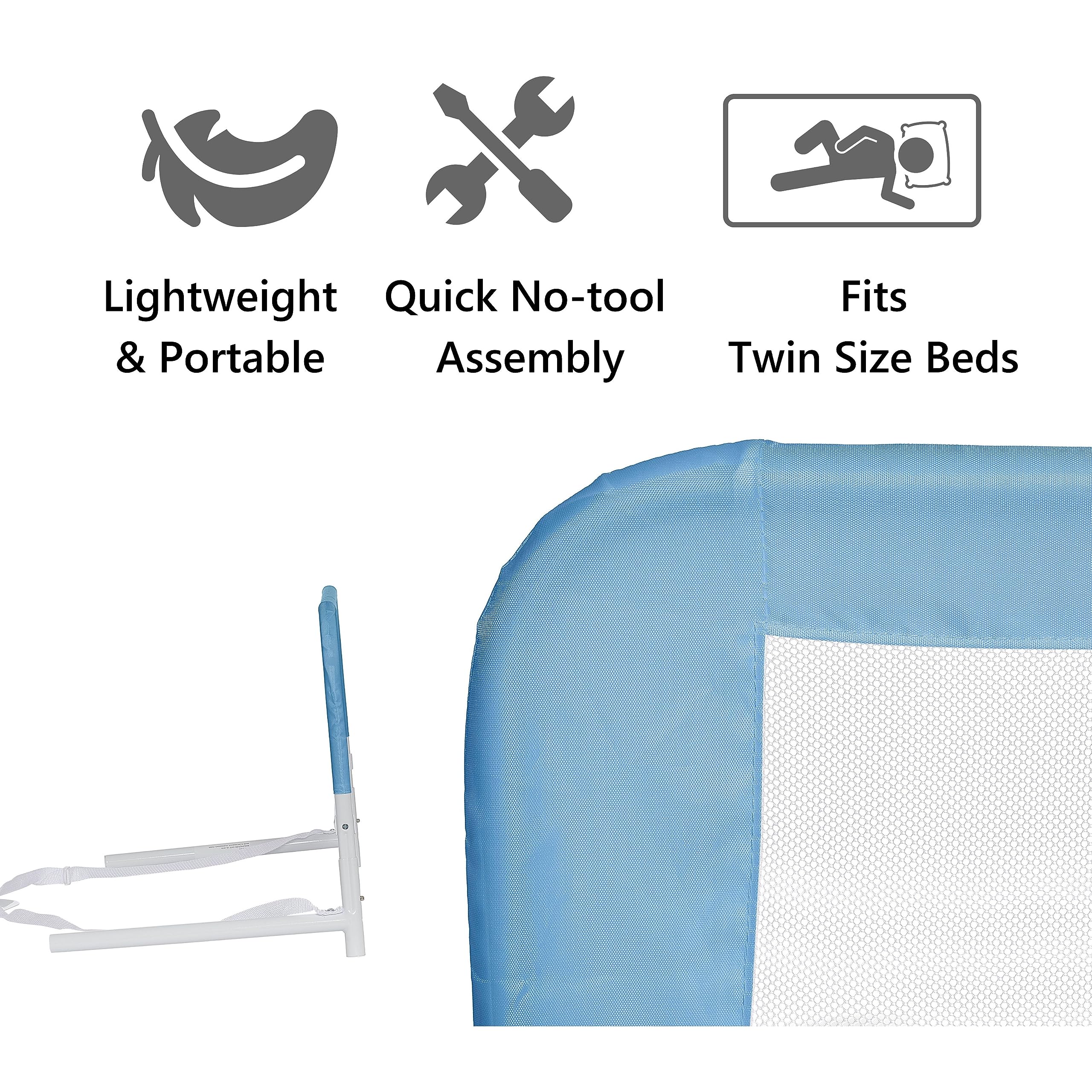 Dream On Me Lightweight Mesh Security Adjustable Bed Rail With Breathable Mesh Fabric In Blue