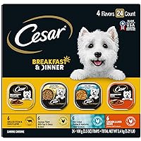 CESAR HOME DELIGHTS Adult Wet Dog Food & Classic Loaf in Sauce Breakfast & Dinner Variety Pack, (24) 3.5 oz. Easy Peel Trays