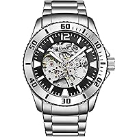 Stuhrling Original Mens Automatic Watch - Dive Watch with Stainless Steel Bracelet Mechanical Watches - Water Resistant Wrist Watch to 165FT Self Winding Mens Silver Sports Watch