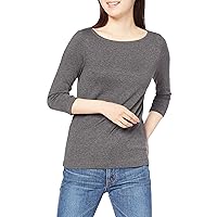 Amazon Essentials Women's Slim-Fit 3/4 Sleeve Solid Boat Neck T-Shirt