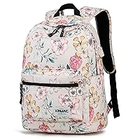 Kinmac Laptop Backpack with USB Charging Port for Laptop Up to 15.6 Inch Men Women Travel Outdoor Backpack (Floral)