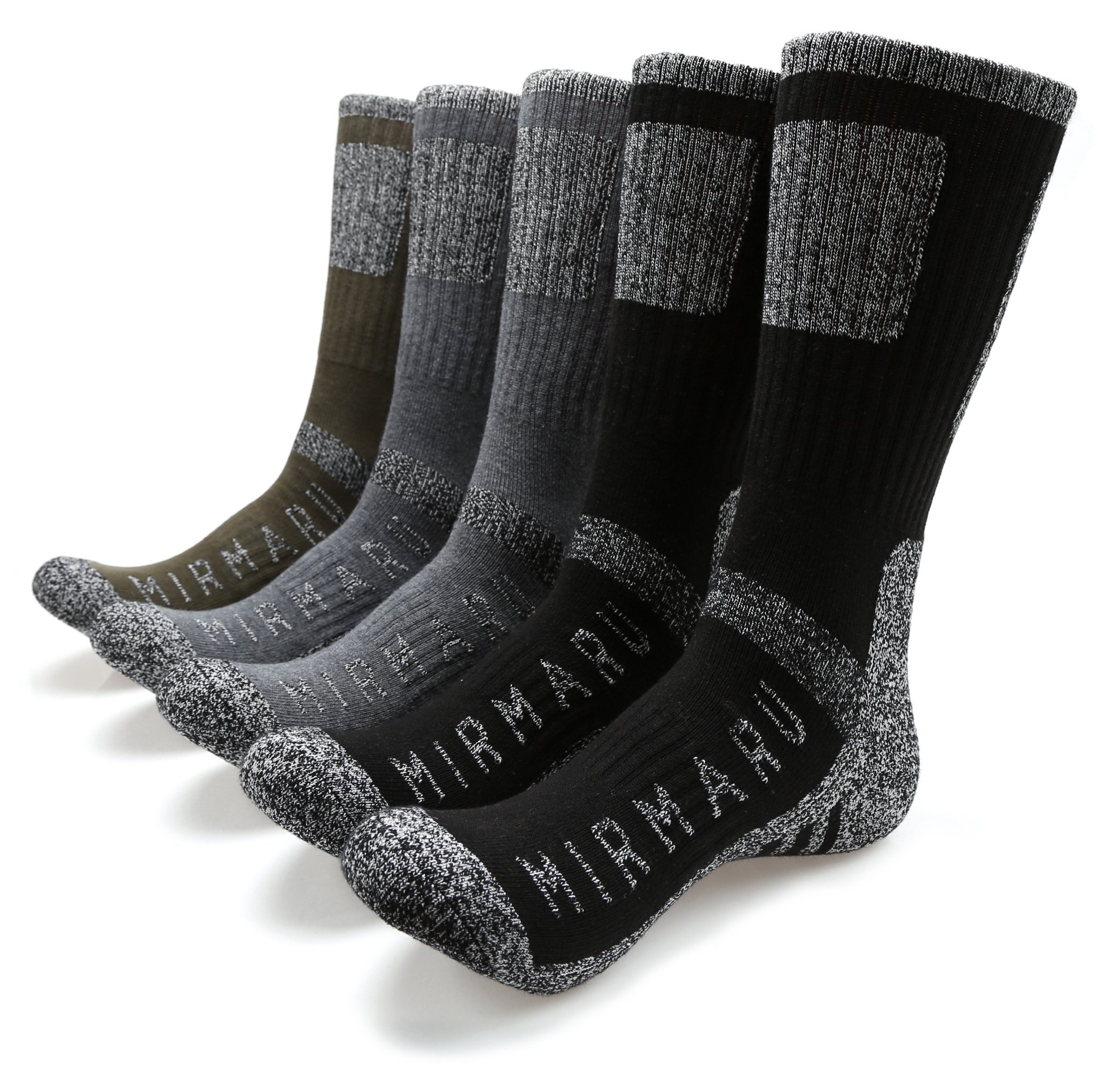 MIRMARU Men's 5 Pairs Multi Performance Outdoor Sports Hiking Trekking Crew Socks