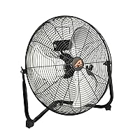 A010 20 Inch High Velocity Industrial Wall Fan 4813 CFM 3 Speed for Industrial, Commercial, Residential, and Shop Use - ETL Safety Listed, black