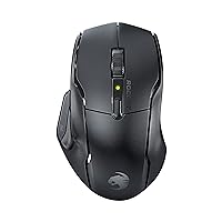 ROCCAT Kone Air - Wireless Ergonomic Gaming Mouse with 800 Hour Battery Life, 19K DPI Optical Sensor, Double-Injected Rubber Side Grips, Programmable Button Design, and Titan Optical Switches - Black