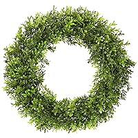 Boxwood Wreath Artificial Preserved Boxwood Wreath for Garden Front Door, The Green Boxwood Wreath Will Keep Your Door, Walls, and Windows Fresh All Year Round and is an Great Home Decor -22 INCH