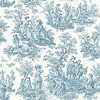 RoomMates Waverly RMK11868WP Country Life Toile Peel and Stick Wallpaper (20.5 in x 16.5 ft) – Easy Application, No Sticky Residue – Blue and White, Roll