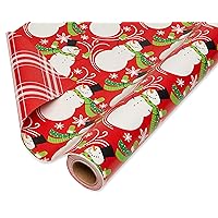 American Greetings 175 sq. ft. Reversible Christmas Wrapping Paper, Plaid Snowman (1 Jumbo Roll 30 in. x 70 ft.)