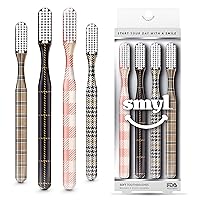 Toothbrush, Toothbrushes for Adults with Nylon Bristles, Oral Care and Plaque Removal, Fashion Textile Print, Pack of 4