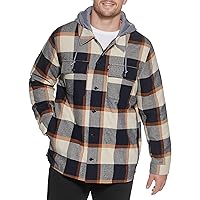Levi's Men's Cotton Shirt Jacket with Soft Faux Fur Lining and Jersey Hood, Skateboard Plaid, XXX-Large Tall