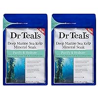 Dr Teal's Epsom Salt Sea Kelp Sea Mineral Bath Soaking Solution - Purify & Hydrate - Pack of 2, 3 lb Resealable Bags - Moisturize Your Skin, Relieve Stress and Sore Muscles