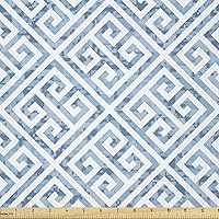 Ambesonne Geometric Fabric by The Yard, Tile Mosaic Pattern in Antique Meander and Camo Style Effect Print Modern, Stretch Knit Fabric for Clothing Sewing and Arts Crafts, 1 Yard, Baby Blue