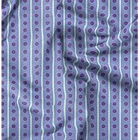 Soimoi Purple Fabric - by The Yard - 54 Inch Wide - Line & Polka Dots Floral Textile - Trendy Patterns for Fashionable & Decore Printed Fabric
